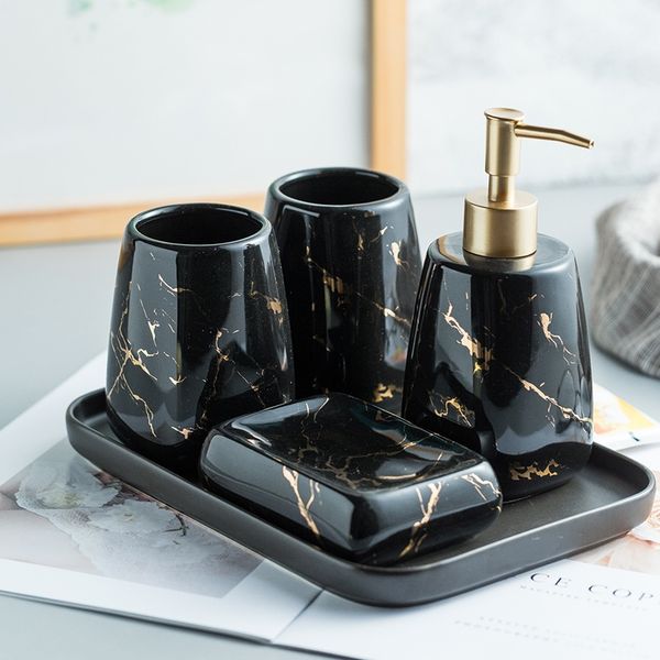 

marble texture bathroom accessory tray ceramic bathroom set hand sanitizer lotion bathroom accessories set soap dispenser tooth