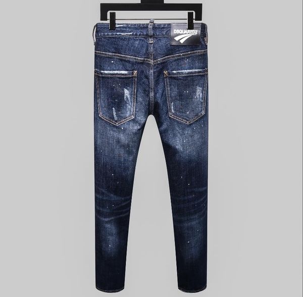 

d2 classic tide brand jeans mens designer jeans fashion casual pants trend ripped jeans rock revival pants wild slim trousers, Blue