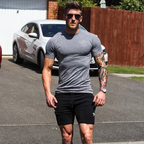 

мужчины компрессионные с коротким рукавом t'shirt спортивные клубы фитнес бодибилдинг тенниска man summer tight быстрый сухой tee tops jogge, White;black