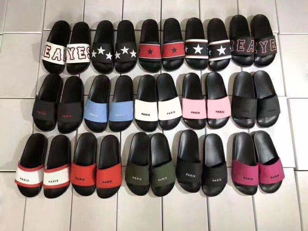 

fashion men women designer sandals slippers for men women designer beach flip flops brand slipper a01, Black