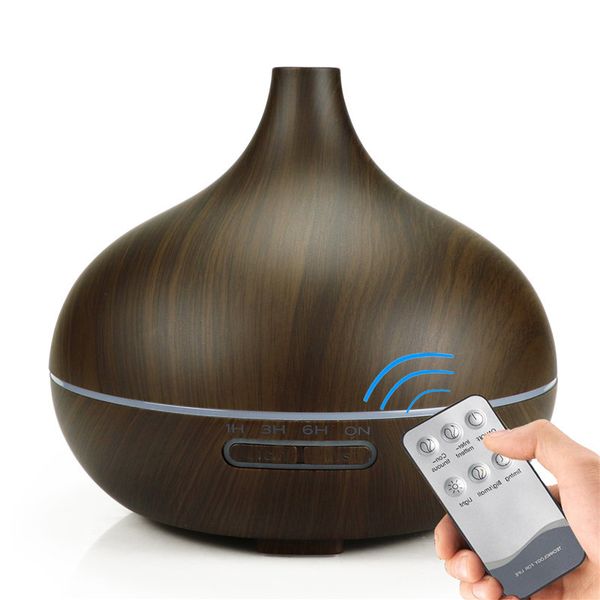 

electric air humidifier remote aroma essential oil diffuser with wood grain 7 color lights aromatherapy mini mist maker