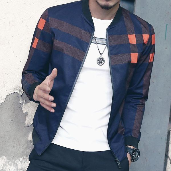 

classic plaid men's jacket coat fashion 2018 bomber jacket men autumn mens clothing windbreaker man casual male jackets plus 5xl, Black;brown