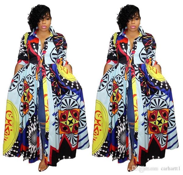 

dress autumn women lapel neck long dresses casual ladies long sleeve night club dress womens digital printed, Black;gray