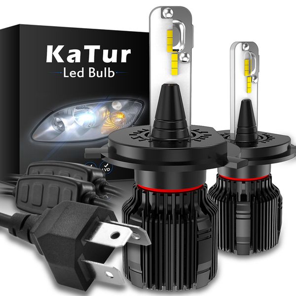 

katur fanless led h4 car led headlight bulbs 6500k hi-lo beam automobile headlamp car light 12v 24v h7 h1 no fan fog lights 8000lm ture