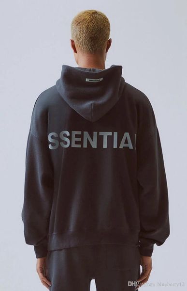 

mens womens designer hoodies essentials reflective long sleeve fleece hoodie fashion solid fog hoodies asian size s-xl, Black