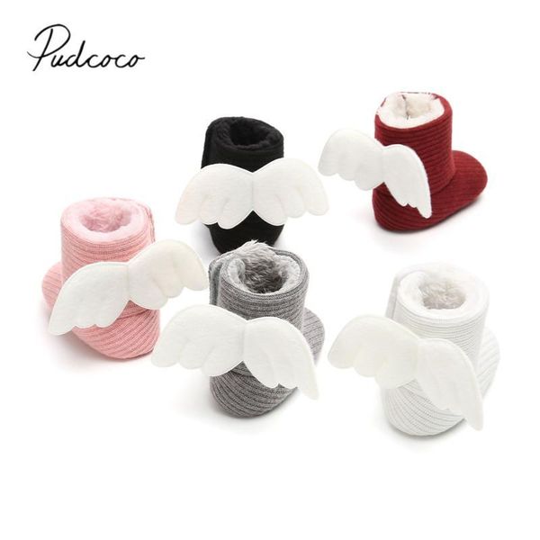 

pudcoco 2019 new infant angel wings boots winter soft baby snow booties newborn xmas gift baby furry warm solid crib shoes 0-18m, Black;grey