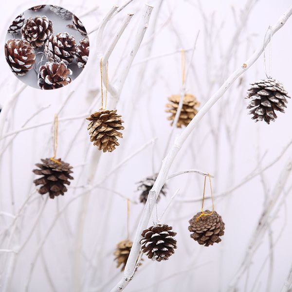 

9pcs christmas tree hanging decorative pine cones pinecone xmas holiday party decoration ornament pendant 2019 new year decor