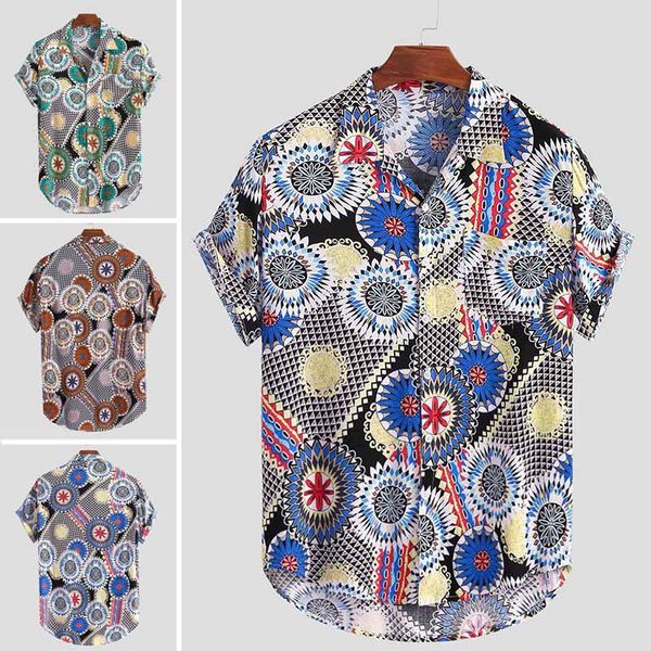 

incerun man casual breathable floral buttons blouse causal hawaiian beach camisa men summer shirts short sleeve lapel shirt 5xl, White;black