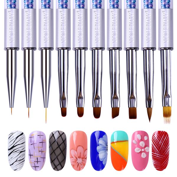 

uv gel nail brush liner painting pen rhinestone handle nail art brush manicure diy art nails tool, Yellow