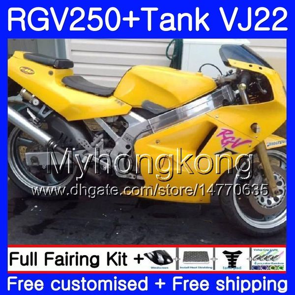 Глянцевый желтый корпус +бак для SUZUKI RGV250 VJ22 1988 1989 1990 1991 1992 1993 307HM.61 RGV-250 VJ21 RGV 250 88 89 90 91 92 93 комплект обтекателей