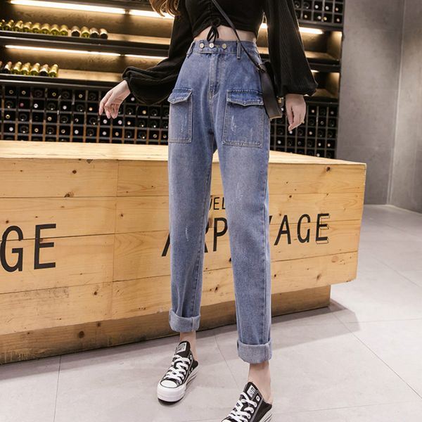 

loose high waist plus size haren jeans for women s  l xl 2xl 3xl 4xl 5xl, Blue