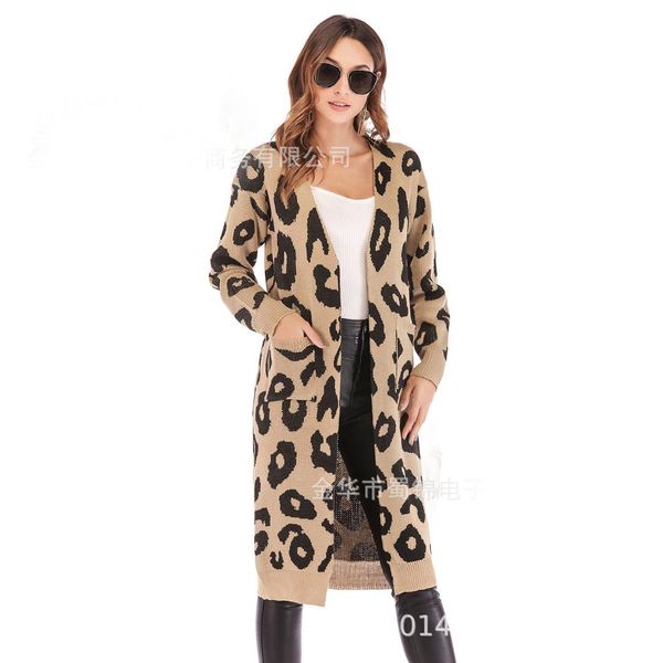 

2018 european and american autumn and winter new women's sweaters multicolor striped cardigan leopard clothing vd3031, White;black
