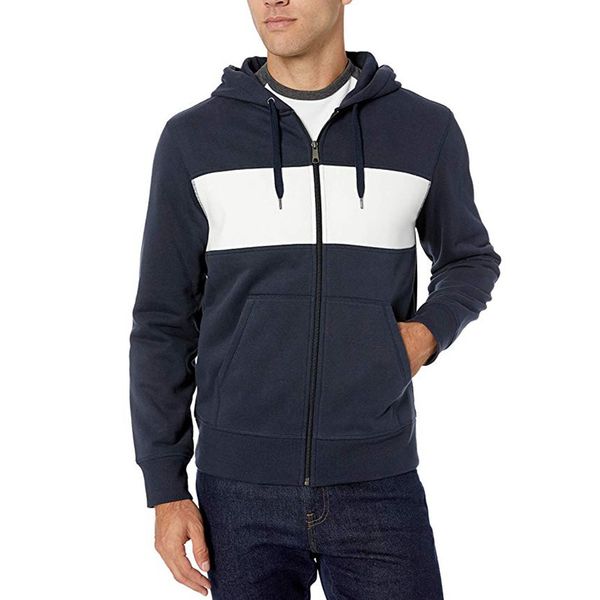 

classic men's sports and leisure zipper hooded solid color jacket stitching cotton breathable sweat-absorbent warm jacket, Black;brown