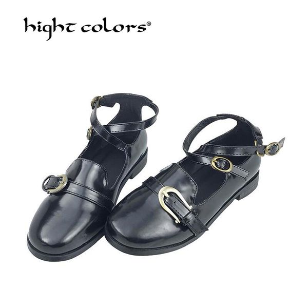 

spring summer style loafers patent leather flats shoes woman buckle women shoes plus size 35-40 mary janes oxfords for women, Black