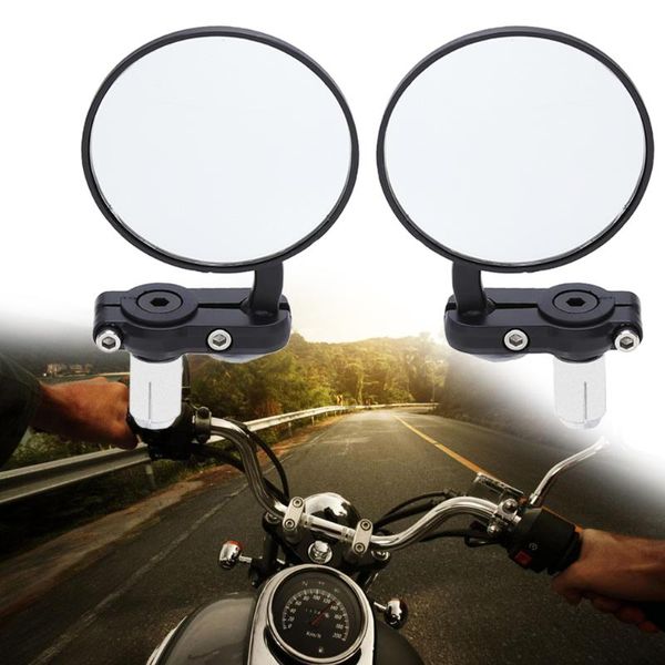 

new 2pcs universal motorcycle mirror aluminum black 22mm handle bar end rearview side mirrors motor accessories
