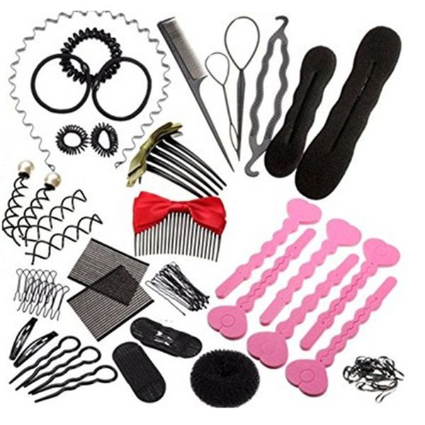 

hair styling accessories bun maker hair bobby pins clips holder twist braiding tool, Brown