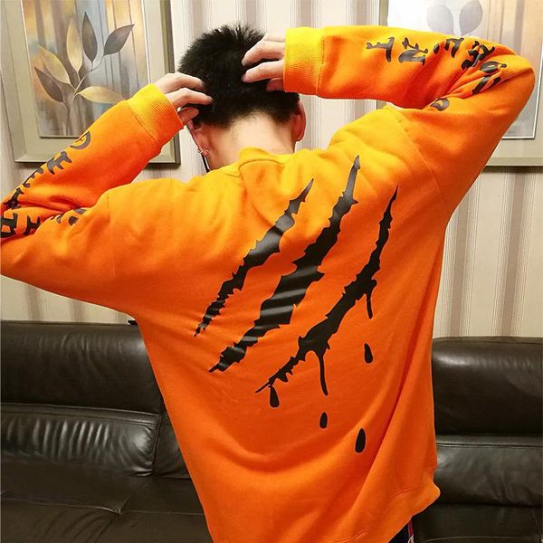 

fashionable men's sweater new winter influx of european and american hip-hop style country star with ghost scratches sweater, Black