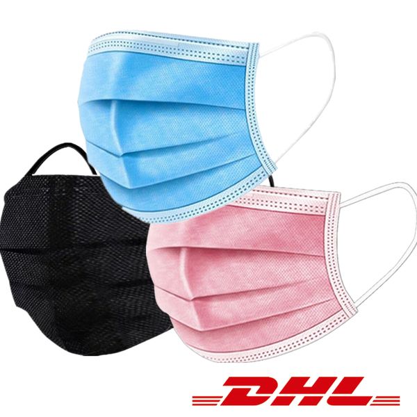 

Free DHL Disposable Face Mask Black 3ply Faces MASK Masques Designer Mouth Breathing Cover High Quality Masks