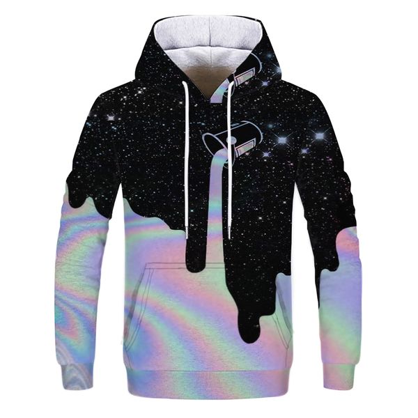 

2019 fashion men/women 3d sweatshirts print milk space galaxy hooded hoodies wholesale and retail, Black