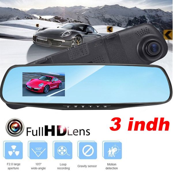 

vehemo 3,0-дюймовый даш камеры автомобильный видеорегистратор зеркало заднего вида av вне автомобиля dvr универсальные камеры для dual lens