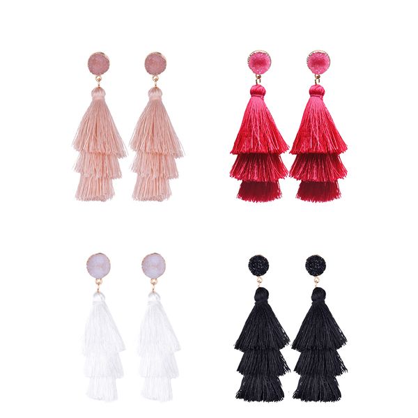 

bohemian trendy tassel earrings for women pendant boho layered handmade earings ladies fashion summer accessories jewellery, Silver