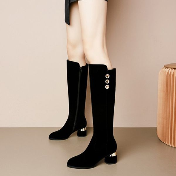 

black women's knee high boots elegant women's winter boots high heels comfortable ladies large size 33-43