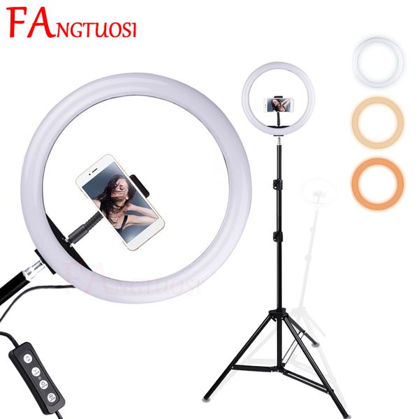 

fangtuosi led selfie stick ring fill light usb dimmable phone ring lamp with stand tripod for makeup video live studio