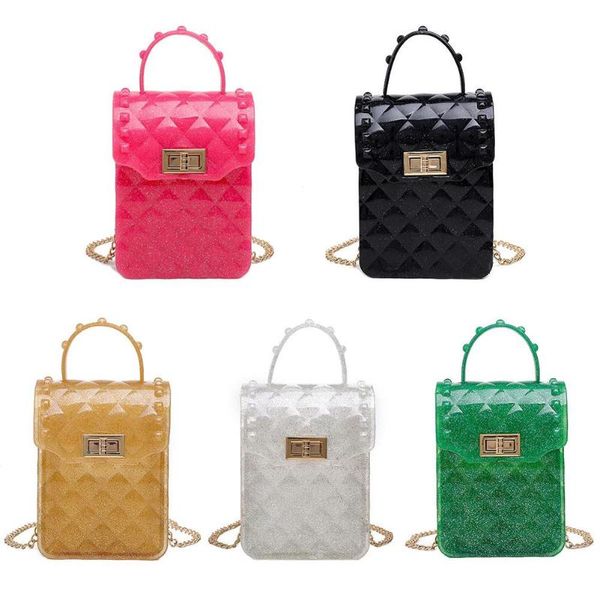 

women cute fashion pvc mobile phone bag chain jelly small shoulder bags