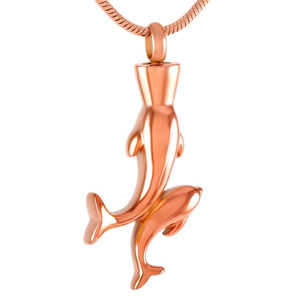 

новый z271 розовое золото двойной дельфин кремация урна ожерелье ювелирные изделия-потеря домашних животных из нержавеющей стали мемориальны, Silver
