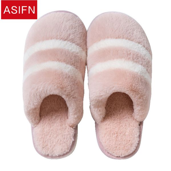 

asifn winter slippers striped couple cotton women slipper indoor plush household non-slip men floor tow warm thick modis, Black