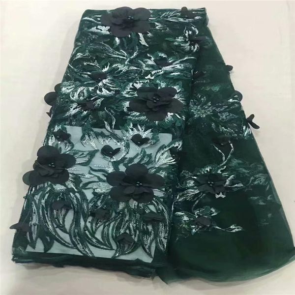 

2019 высокое качество композитная линия 3d аппликация африканский чистый французский вуаль гипюр тюль сетка кружевной ткани для платья 5 ярд, Black;white