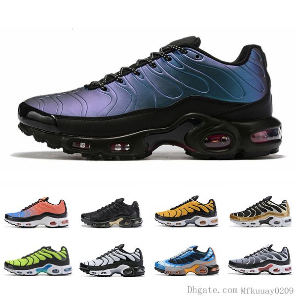 

2019 new arrival laser gradient purple tn men running shoes black green white gold grey man outdoor breathable trainer runner des chaussures