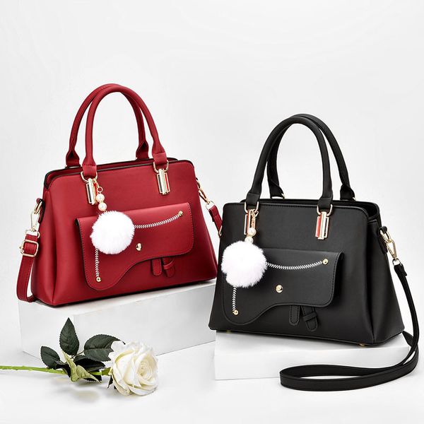 

women beading pendant handbag ladies embossed shoulder bag ladies messenger bag hairball bags high quality