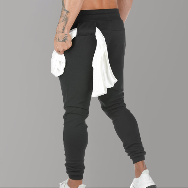 

2020 new running sports skinny pants men jogger sweatpants gym fitness workout trousers male training sports track pants men, Black