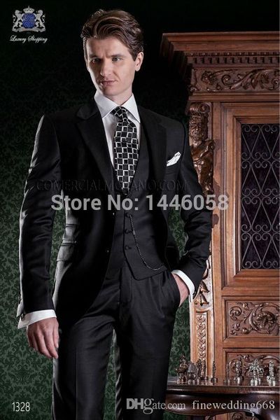 

two buttons groomsmen notch lapel wedding groom tuxedos men suits wedding/prom/dinner man blazer(jacket+tie+vest+pants) 608, Black;gray