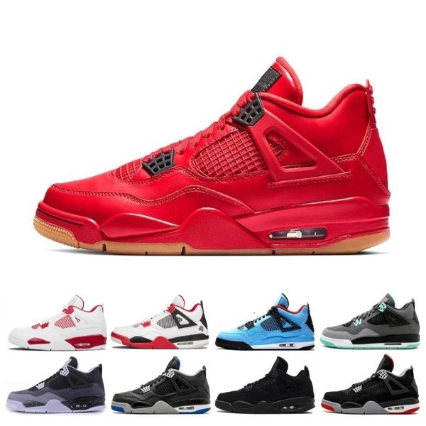 

4s men basketball shoes 4 bred nrg black white laser gum pale citron punch pure money mens trainer sports sneaker size 41-47