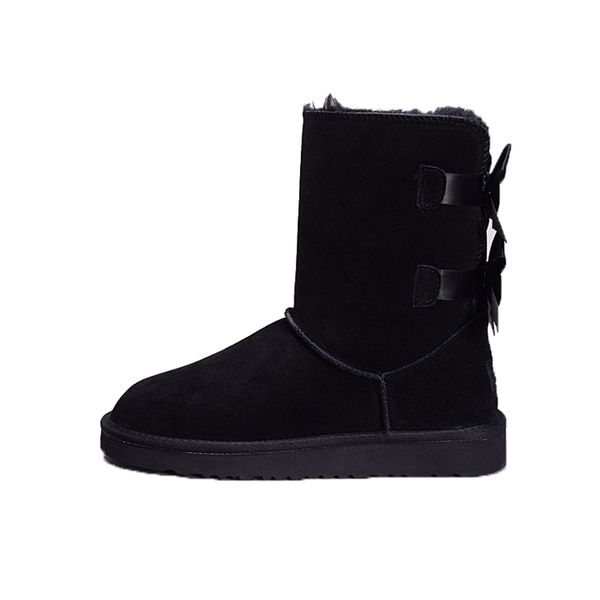 

women boots bailey bow wgg australia classic designer winter snow boots ankle mini short tall knee ribbons bowtie womens boot wholesale, Black