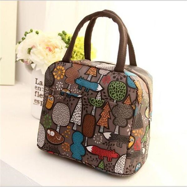 

2019 new style cartoon printing portable lunch thermal insulated box tote cooler bag bento pouch lunch storage case lunchzak, Blue;pink