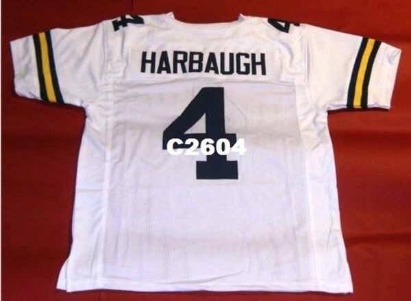 

custom men michigan wolverines #4 jim harbaugh blue white college jersey size s-4xl or custom any name or number jersey, Black;red