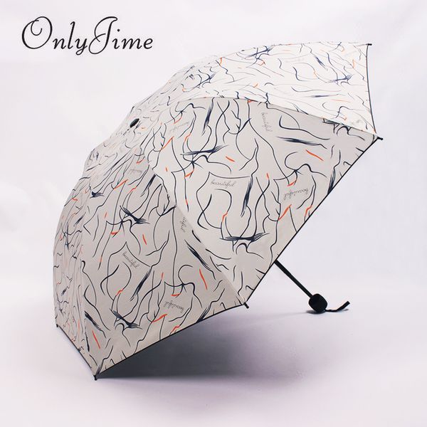 

only jime line folding umbrellas rain women waterproof fashionable umbrellas three folding children rain gear