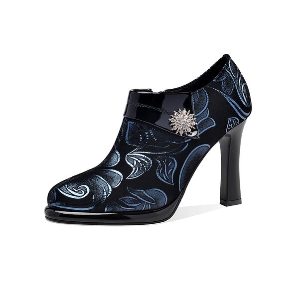 

new women pumps spring autumn elegant rouned toe party shoes woman 2020 high heels genuine leather women's shoes, Black