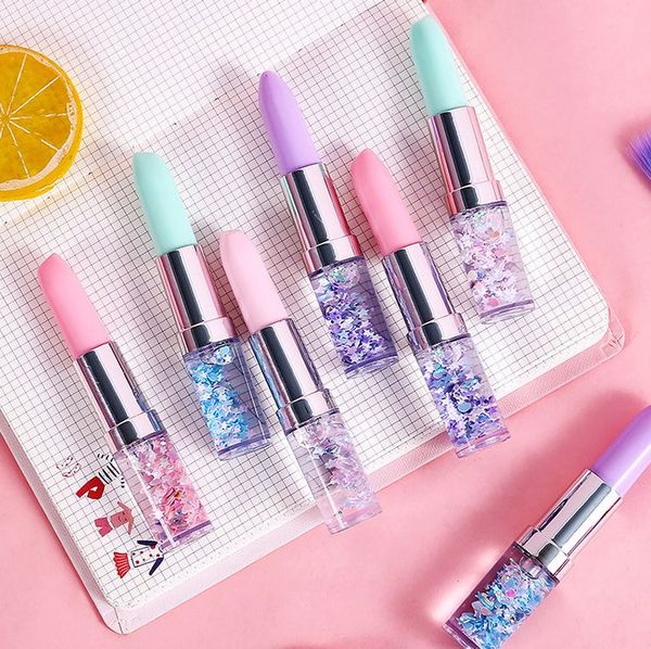 

creative bling bling lipstick shape glitter gel pen quicksand 0.5mm signature pen stationery school office supplies