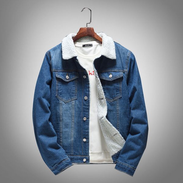 

coats men cashmere fleece blue turn-down collar single breasted full sleeve pockets bleached casual blue jackets male winter, Black;brown