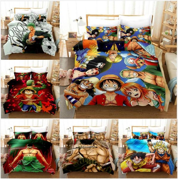 

duvet cover 3d pirate king devil fruit straw hat luffy big swordsman solo bedding sets king  twin size 3pcs pillowcase