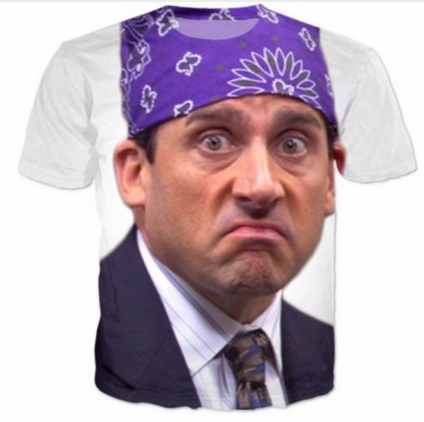 

new fashion men / women michael scott funny 3d t-shirt casual short-sleeve t-shirt summer zc092, White;black