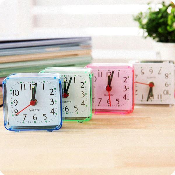 

other clocks & accessories 1pc square small bedside travel quartz beep clock alarm cute portable home office modern mini decor living room