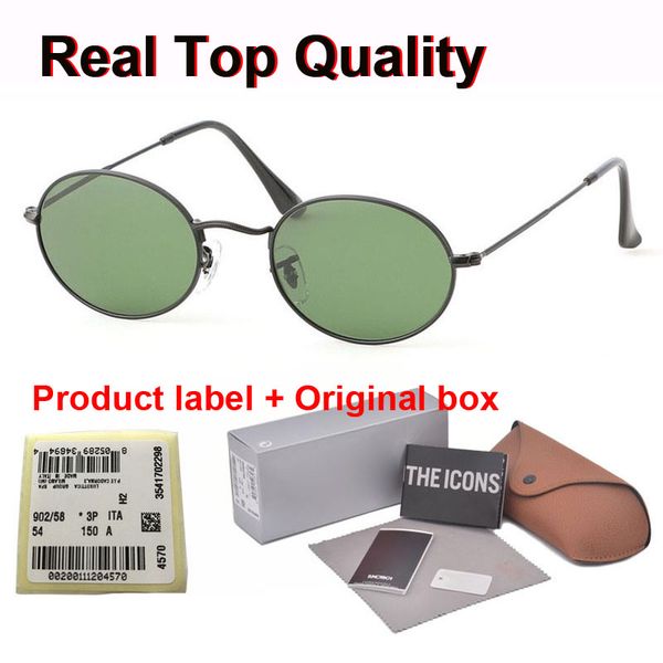 

fashion oval sunglasses men women brand designer sun glasses metal frame glass lens with retail accessories and label, White;black