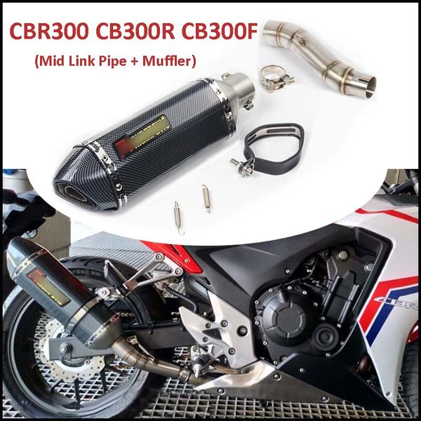 

motorcycle 51mm exhaust tip muffler pipe middle connect tube slip on exhaust system for cbr300 cb300f cb300r