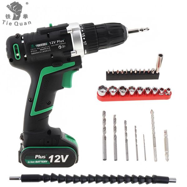 

100-240v cordless screwdriver 12v electric drill with rotation adjustment switch for handling screws / punching