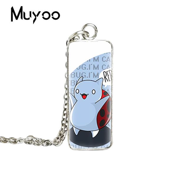 

2019 new arrival i'm catbug square necklace silver hand craft jewelry art glass dome p pendant